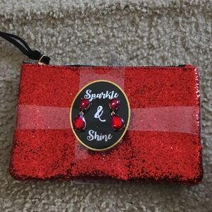 Red Sparkle & Shine Glitter Wristlet Pouch